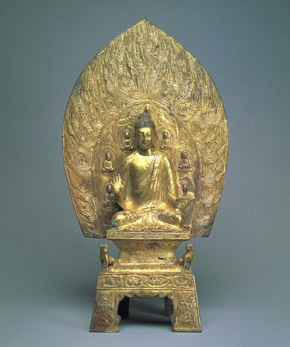 北魏　太和元年銘　 青銅鎏金釈迦牟尼仏坐像